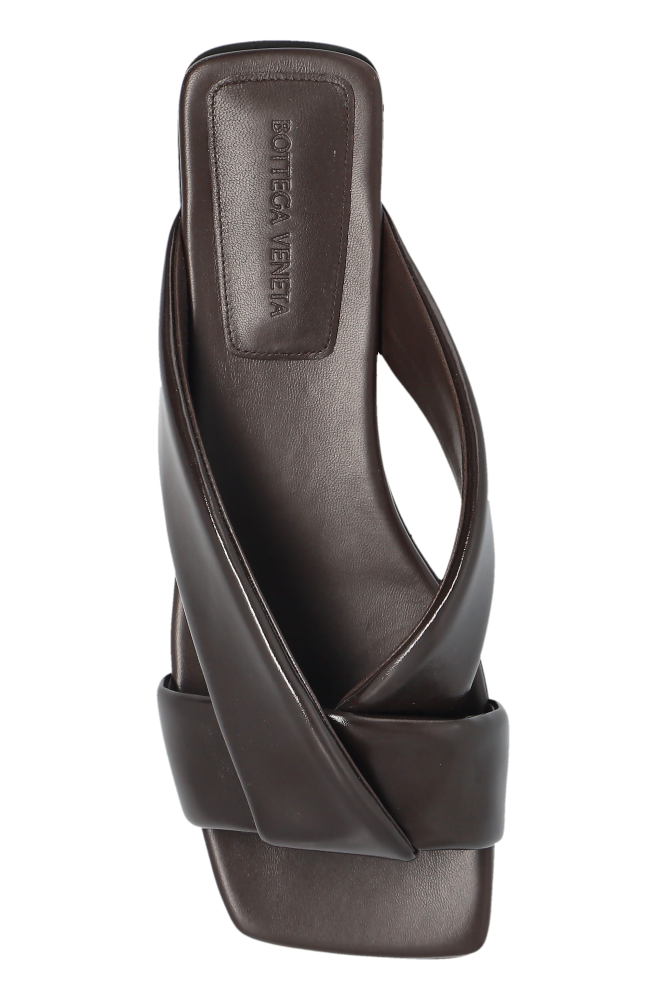 【関税&送料込】Bottega Veneta Dark Brown Leather Riva Slipp Brown Riva intrecciato leather slides | BOTTEGA VENETA | NET